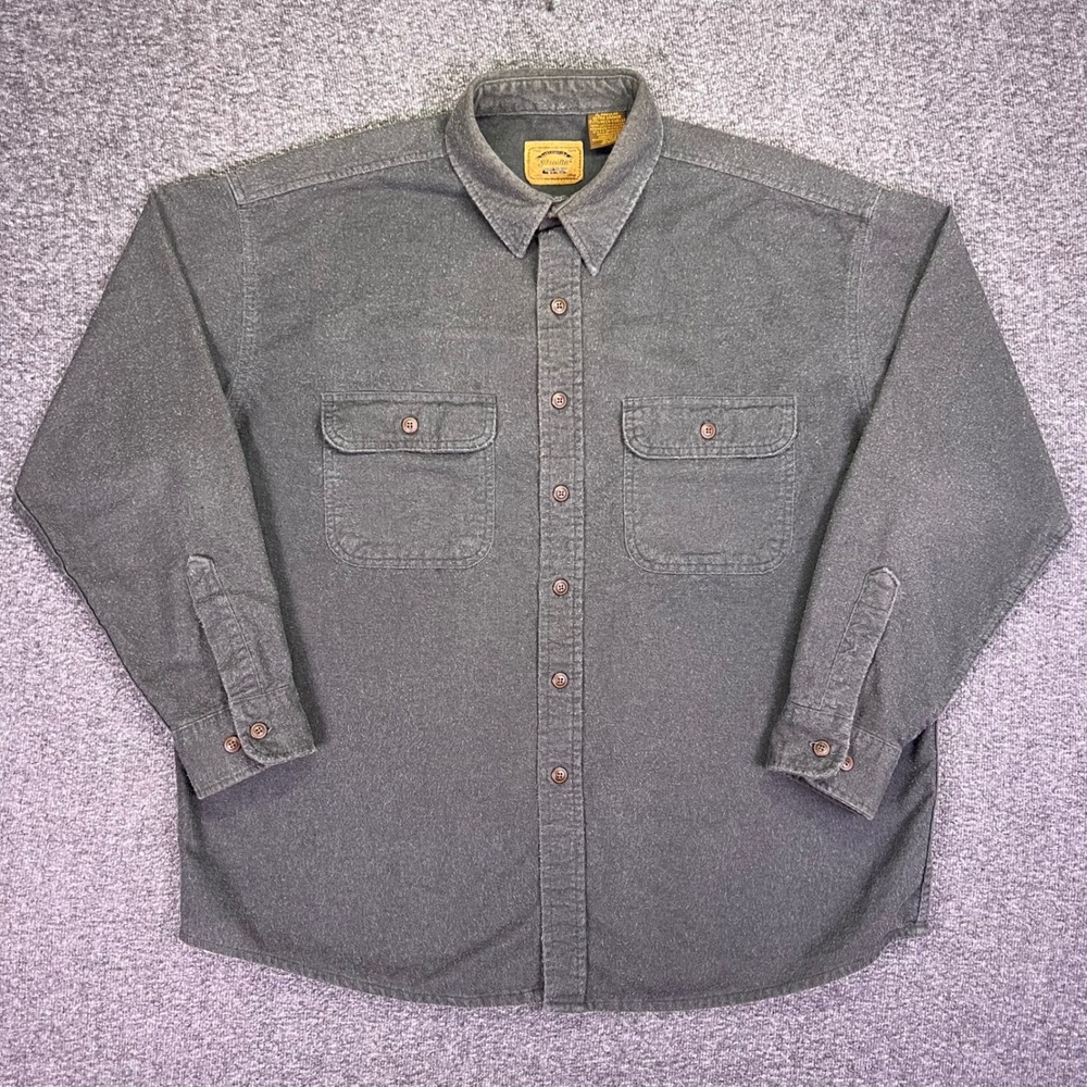 St Johns Bay Flannel Shirt Mens XL Moss Green Chamois Heavyweight Workwear Cozy